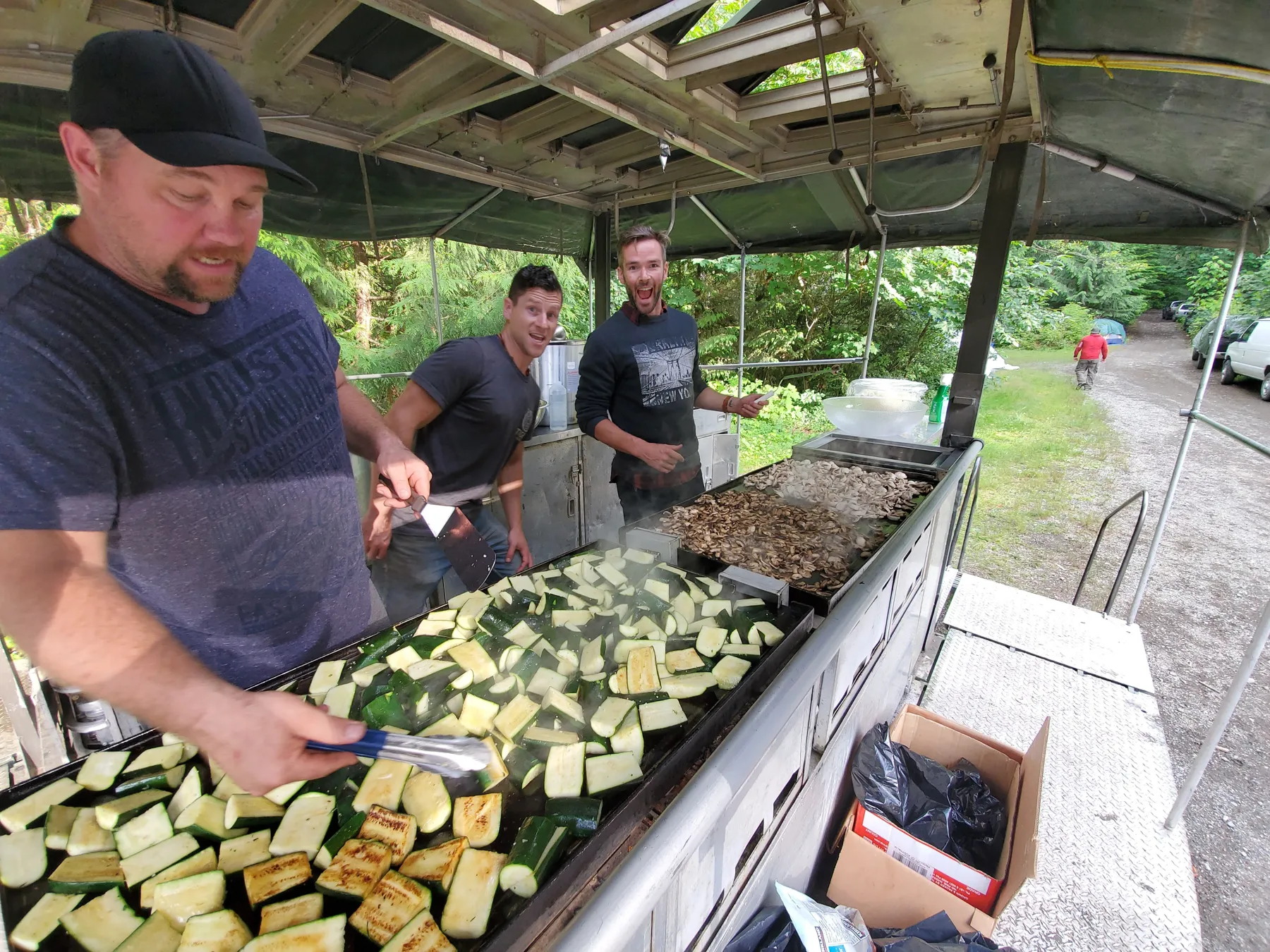 A production man at the kitchen griddle